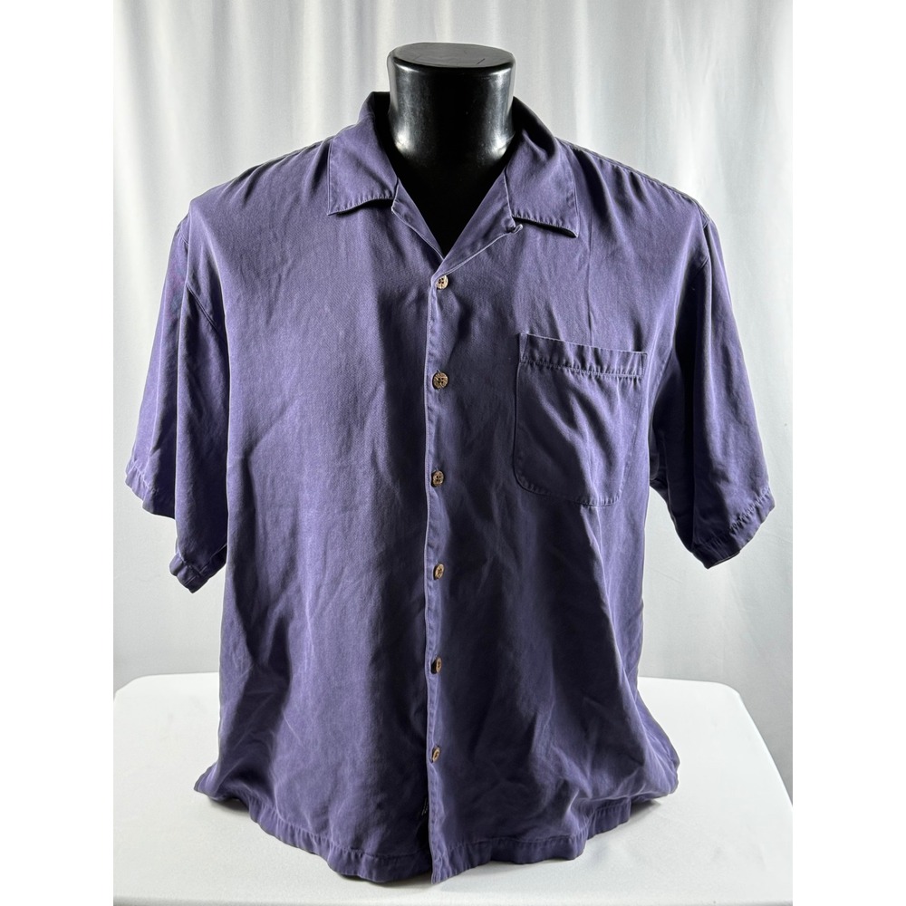 Tommy Bahama Mens XL Purple 100% Silk Short Sleeve Relax Shirt